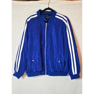 New Look Men's 3XL Blue Bomber Jacket with White Stripes‎ Size 3X